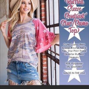 Price🔻🔻LAST🌺 RuffleSleeve contrast of Star/Cam…